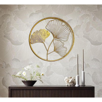 Dsh Crafting Your Curiosity Metal Round Shaped Beautiful Leaf Wall Decor Wall Arts Perfect For Living Room (Design - 3 (3 Leaf))(Gold)