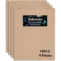 Eduway 10X12 Inch Mdf Board Wood Sheet For Mandala , Lippan, Resin Art & Craft, 4Mm Thick, Pack Of 4 - Premium Cardboard Material For Artists, Art And Craft Students - Hard Cutout In Small And Large Sizes (25X30 Cms)