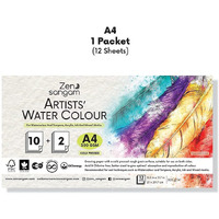 Zen Sangam Express Your Mind 300 Gsm, Cold Pressed Rough Grain Surface, Lignin-Free Cellulose, Acid Free, A4 Size Watercolor Papers (21X29.7Cm, 12 Sheets)