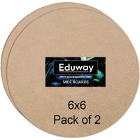 Eduway 6 Inch Round Mdf Board For Mandala, Lippan, Resin Art & Craft, 4Mm Thick,Pof 2 Premium Cardboard Material For Artists, Art & Craft - Hard Cutout In Small And Large Sizes (15X15 Cms)