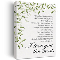 Jerloe Canvas Wall Art 'When I Say I Love You More' Quote Canvas Print, 12X15 Inch, Framed, Modern, Love, Portrait, Indoor, Living Room