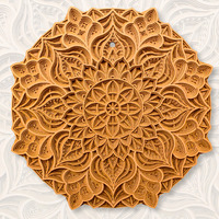Gloridec Wooden Multilayered 3D Decorative Mandala Wall Decor | Decorative Round Mandla Wall Art For Living Room Wall Hanging Home Decor | Rm07 (18" X 18" Inch)