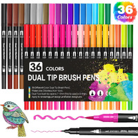 Corslet 36 Colors Dual Tip Colored Brush Pens Art Marker Set Fine Point Calligraphy Markers For Artists Pen Set Journal Pens For Adult Coloring Books Alchol Markers Set (Set Of 36)