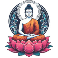 Creativeedge Sitting Buddha Crossed Legs With Lotus Flower Multicolor Decorative Wall Sticker For Pooja Room, Livingroom, Bedroom, Office, Kidsroom (45 Cm X 55 Cm)