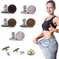 Doomsday Button Pins For Jeans Adjustable Pants Tightener Replacement Buttons Metal No Sew Tools Sets Reusable Pin Seamless Fit Detachable Retractable Sewing Crafts Diy Clothes (Pack Of 5)