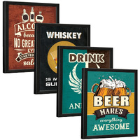 Chaka Chaundh - Whiskey Wall Quotes Frames - Beer, Vodka Quotes Poster With Frames - Bar Framed Poster - Alcohol Quotes Wall Decoration Item - (14 X 11 Inches - Set Of 4)