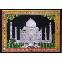 Purpledip Cotton Wall Poster Taj Mahal: Decorative Hanging Unframed Sheet, Multicolor (20088)