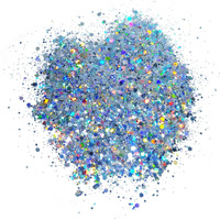 Mahir Silver Blue Ice Holographic Mix Glitter Chunky Multi Purpose Dust Powder Arts & Crafts Wine Glass Decoration Weddings Flowers Cosmetic Face Eye Body Nails Skin Hair Festival 10Gm