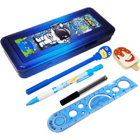 Parteet Combo (Pack Of 5 Items) 1 Metal Pencil Box,1 Ice Cream Shape Eraser, 1 Lead Pencil With Extra Leads, 1 Unicorn Pen And 1 Scale For Kids(Character Assorted)