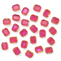 Embroiderymaterial Sew On Crystal Glass Stones/Rhinestones/Gemstones/For Craft, Embroidery Work, Jewellery Making, Wedding Dress Embellishments (Rectangle Shape, 10X8Mm, 25 Pieces)