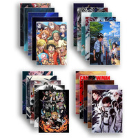 Soulabiti Presents A Set Of 20 Anime Posters (Naruto, Blue Lock, The Eminence In Shadow, One Piece, Chainsaw Man And More) With Double-Sided Tape A4 Size-Multicolor, Anime Poster For Wall