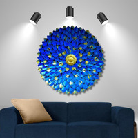 Rsn Retro Style Decorative Modern Art Metal Wall Hanging/Wall Decor Baberton Daisy Flower Home Decorations (Blue, 30X4X30 Inch)