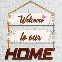 Yey Our Favourite Place Wooden Wall Hanging For Home Decor | Office | Living Room | Bedroom | Quotes Decorative Items (3 Piece Wall Hanging, Multicolor) (Welcome Home)