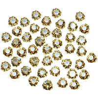 Embroiderymaterial Round Shape Sew On Glass Crystal Rhinestones With D Shape Claws For Craft, Embroidery And Jewellery Making-4Mm(288 Pieces) Golden Shadow