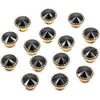 Embroiderymaterial Round Rivoli Chaton Montees Glass Rhinestones For Embroidery, Jewellery Making, Crafts, Diy In Flower Claw Setting (15 Pieces, 13Mm, Black Color)