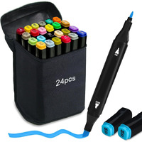 Corslet 24 Alcohol Based Markers Dual Tip Alcohol Markers For Drawing, Sketching And Calligraphy With Handbag