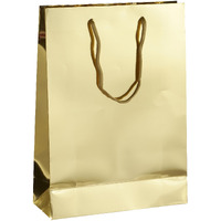 Amit Marketing Foiling Paper Bag With Handle I Plain Paper Carry Bags I For Return Gifting Shopping Packaging Diwali Corporate Event Weddings Birthday Party Festival Presents - L9Xw4Xh12 Inch (Gold, 20 Pcs)