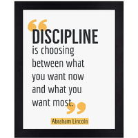 Interio Crafts Discipline Motivational Framed Poster For Office Wall Decor (Frame Size :13"X10" Inches,Material : Synthetic Wood)