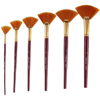Arora Synthetic Golden Fan Brush (Pack Of 6)