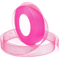 Imprint Sheer Organza Chiffon Ribbon, 1 Inch, 35 Metres, Roll, Pink