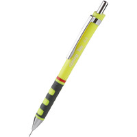 Rotring 0.5Mm Mechanical Lead Pen Pencil + 12 Replacement Leads + Eraser Set Yellow Plastic Body Triangular Barrel Tikky Series Click Mechanism Rubberized Grip Promo Pencil Set