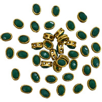Embroiderymaterial Sew On Beads/Rhinestones/Kundan Stones Mirrors For Craft Work, Embroidery Work, Jewellery Work, Aari Work, Maggam Work Etc (Oval Shape, Dark Green Color, 6Mm, 100 Pieces)