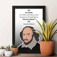 Artinkart- William Shakespeare Motivational Quotes Wall Frames, Inspirational Quotes By Famous Personalities For Office, Wall Decor, Study Table (Synthetic Wood, 9.5X13.5 Inch)