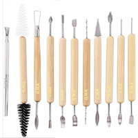 Ilika 11-Piece Clay Carving Pottery Tool Set | Wooden Handle & Stainless Steel Tips | Perfect For Sculpting & Detailing