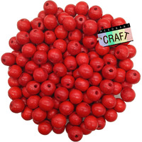 Resonant Craft 50 Pcs Wooden Beads 16Mm Red Color Glossy Wood Beads For Hobby & Crafts, Diy And Necklace Garland Making