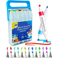 Amitasha 24 Colors Dual Tip Art Marker Set Fine & Chisel Tip Sketching Drawing Markers Animation Calligraphy For Adults Kids Educational Gift