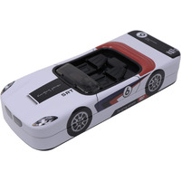 Shree Technesh Dual Space Racing Car Shape Metal Kids Pencil Box With Gun Shape Pen (Assorted, Pack Of 1)