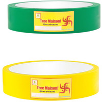 Tree Maison Coronating Homes Vastu Yellow Green Tape | Size - 1 Inch (24 Mm) Approx | Length- 20 Meter (Approx) | Vastu Tape Remedy For Toilet | Vastu Tape For Main Door Entrance | Pack Of 2