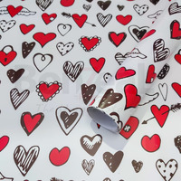 Bonzeal Christmas Gifts Wrapping Paper Red Heart Love Printed Secret Santa Gifts Wrapping Paper Pack Of 5 Sheet Roll