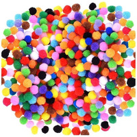 Amigozz Round Shaped Mixed Color Soft Fluffy Pom Pom For Art & Craft, Party Decoration, Diy Sewing Crafts Jewelry Making. Size 2Cm (Approx 200Pcs)