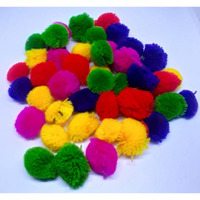 Prokart Round Woolen Gonda Pom Pom Balls For Craft Jewelry Embroidery Making Purpose Round Shape - 1 Inch 50 Woolen Balls