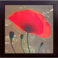 Artcoin Red Flower Wall Frame, Hd Printed & Sparkle Coated Picture With Black Frame For Home/Office Decor (12 X 12 Inch_Brown).