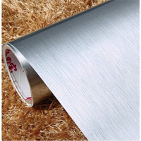 Fusion Graphix 24X75 Inch Brushed Silver Look Contact Paper Film Vinyl Self Adhesive Backing Waterproof Goldenlic Gloss Shelf Liner Peel And Stick Wall Decal For Covering Counter Top Kitchen Cabinet.