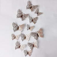 Jaamso Royals Rose Gold 3D Butterfly Stickers For Wall, Decoration Items, Stickers, Wall Decor, For Wall Decoration (13 * 13Cm, Pack Of 12)