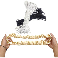 Dvabeautyshop Round Elastic Cord For Making Scrunchies, 1.5 To 2.0 Mm Width (Black, White, 50 Meter)