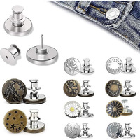 Bhuma 2 Pc's Detachable Button For Jeans - 5 Styles No Sew Metal Buttons For Denims - Waist Extender Removable Reusable Instant Button Without Sewing For Trousers, Pants, Bags, Skirt