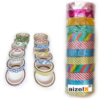 Aizelx Brand Colorful Decorative Adhesive Glitter Tape Shining Tape Craft Tape Rolls Practical Files Folder Decoration Summer Camps, School Craft Projects, Length 1M Each, Set Of 12