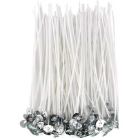 Kuber Selection Premium 6 Inch Low Smoke Diy Candle Making Wicks With Sustainer - Pack Of 200 Wicks For Crafting And T-Light Candles (200, 6 Inch)
