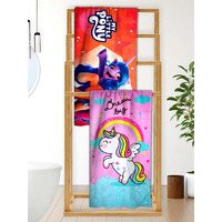 Athom Living My Little Pony With Unicorn Mixed Themed Kids Bath Towel 60X120Cm, 350 Gsm, Soft & Quick Dry, Multicolor, Perfect For Boys And Girls, Fun & Vibrant Design, Pack Of 2