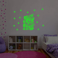 Dreamkraft Vinyl Glow In The Dark Ganesha Radium Sticker (Green, 25X25 Cm)