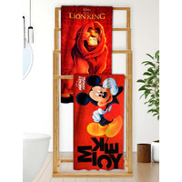 Athom Living Disney Lion With Disney Mickey Mouse Themed Kids Bath Towel, 60X120Cm, 350 Gsm, Soft & Absorbent, Multicolor, Perfect For Boys And Girls, Fun & Vibrant Design, Pack Of 2