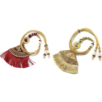 Beadsnfashion 2 Pcs Adjustable Necklace Back Rope Dori With Latkan  Maroon And Golden For Jewellery Making