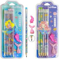 Funblast Stylish Pencils Stationary Kit - Pencil Set With Erasers And Pencil Cap For Kids, Boys And Girls, Birthday Return Gift Stationary Set (Combo)