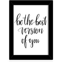 Tied Ribbons Be The Best Version Of You Printed Motivational Synthetic Fiber Framed Poster For Wall (Multicolor, 25.9 X 34.5 Cm)
