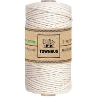 Townbus Macrame Cord 2.5Mm | 50 Meters Natural Soft Cotton Rope | Thread For All Diy