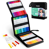 Ohuhu Markers Paper-Friendly Water-Based Coloring Markers 60 Colors Dual Brush Fine Tips Markers For Adult Coloring Books No Bleeding Art Markers For Kids Adults Beginner Calligraphy Sketch Journal